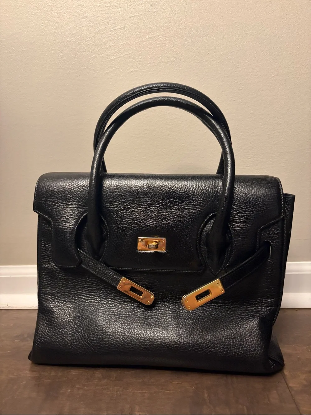Vintage Italian leather structured carryall in a designer inspired silhouette - Picture 5 of 7